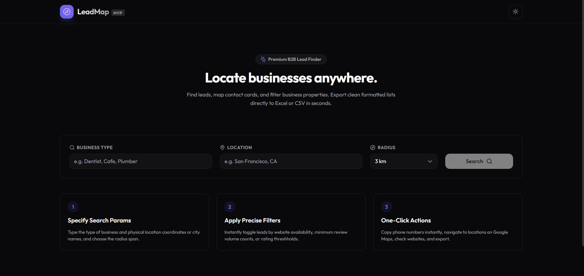 LeadMap Search & Prospecting Interface